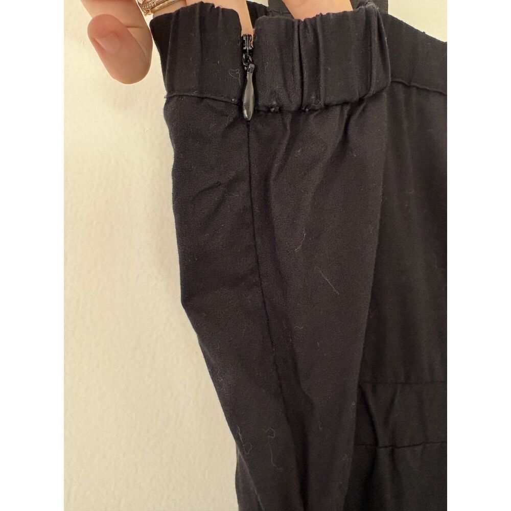Laundry By Design Cotton Black Mini Dress S Empire Waist Ruffle Pleat Pocket Zip - Picture 6 of 11